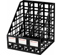 Лоток вертикальный для бумаг BRAUBERG ULTRA, 240 мм, 3 отделения, сетчатый, сборный, черный, 238249
