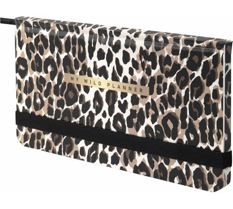 Еженедельник недатированный BRAUBERG с резинкой, 171x93 мм, твердый, 64 л, Leopard print, 116312