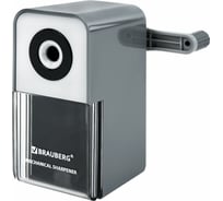 Точилка механическая BRAUBERG CLASSIC, для чернографитных и цветных карандашей, корпус серый, 272002