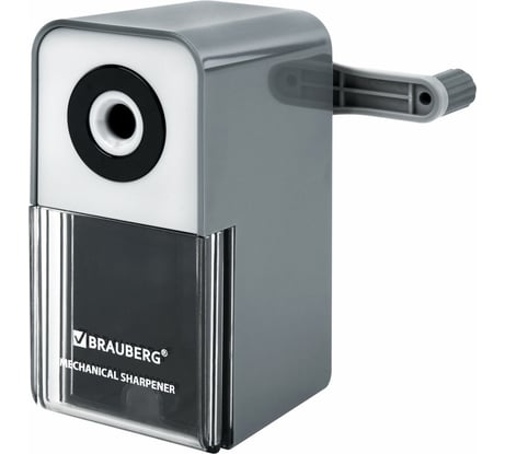 Точилка механическая BRAUBERG CLASSIC, для чернографитных и цветных карандашей, корпус серый, 272002