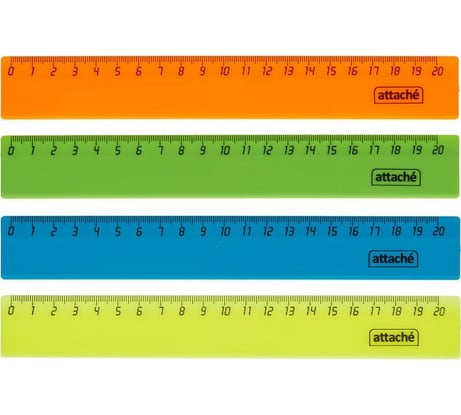 Пластиковая линейка Attache 20 см, 4 шт 744214