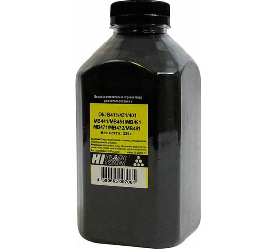 Тонер Hi-Black для Oki B411/431/401/MB441/MB451/MB461/MB471/MB472/MB491, Bk, 235 г, банка HB-OKI-B411/MB441-Bk-235G
