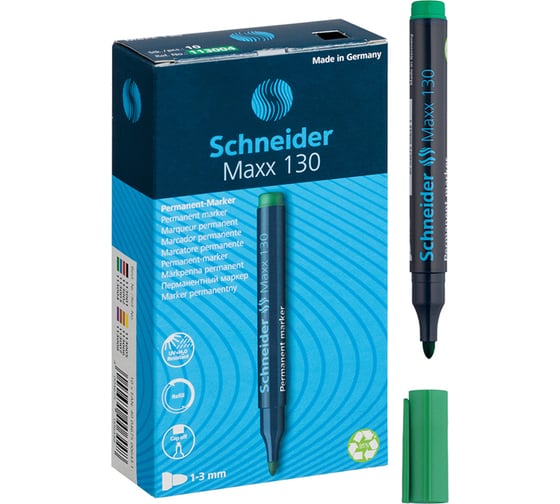 Перманентный маркер Schneider Maxx 130 зеленый, пулевидный, 3 мм 113004