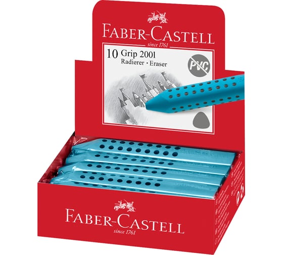 Ластик Faber-Castell Grip 2001, трехгранный, 90х15х15 мм, бирюзовый 187124