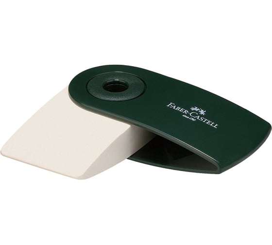 Ластик Faber-Castell Sleeve прямоугольный, 73х34х15 мм, зеленый пластиковый футляр 182402