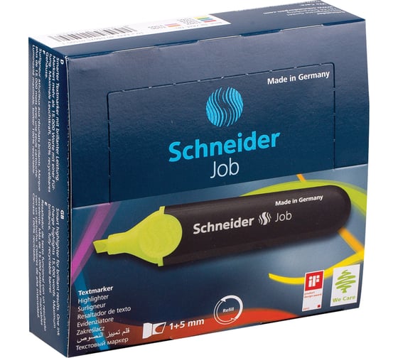 Текстовыделитель Schneider Job желтый, 1-5 мм 1505