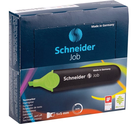 Текстовыделитель Schneider Job зеленый, 1-5 мм 1504