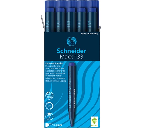 Перманентный маркер Schneider Maxx 133 синий, скошенный, 4 мм 113303