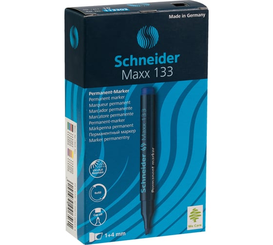 Перманентный маркер Schneider Maxx 133 синий, скошенный, 4 мм 113303