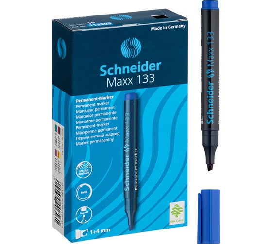 Перманентный маркер Schneider Maxx 133 синий, скошенный, 4 мм 113303