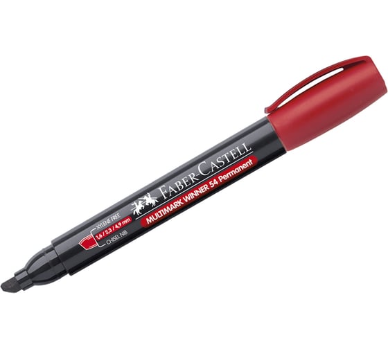 Перманентный маркер Faber-Castell Multimark Winner 54 красный, скошенный, 5.0 мм 157921 1