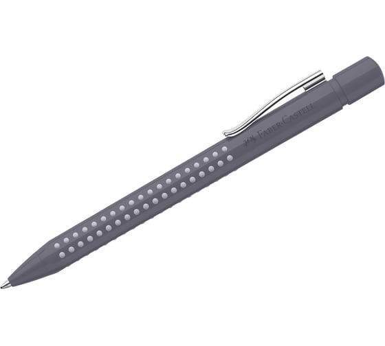Автоматическая шариковая ручка Faber-Castell Grip 2010, синяя, 1.0 мм, трехгранная, бархатная серая 243909 1