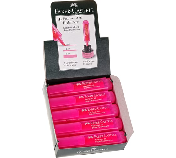 Текстовыделитель Faber-Castell 46 Superfluorescent флуоресцентный розовый, 1-5 мм 10 шт в упаковке 154628