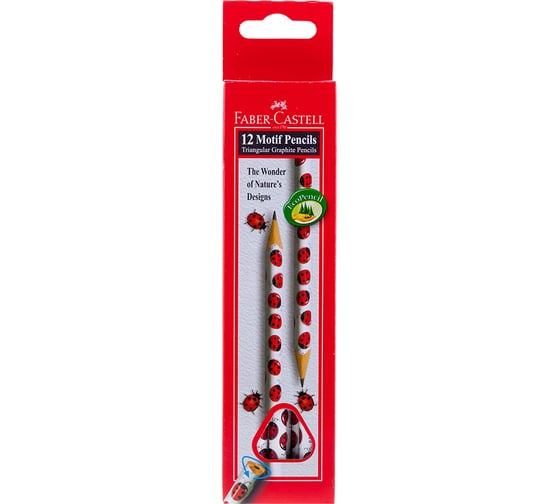 Чернографитный карандаш Faber-Castell Triangular Ladybird B, трехгранный, заточенный 118367