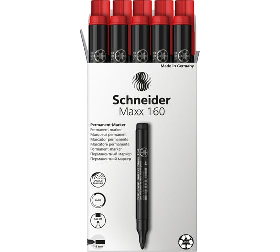 Перманентный маркер Schneider Maxx 160 красный, пулевидный, 3 мм 116002
