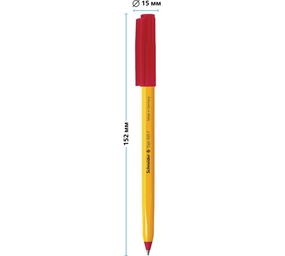 Шариковая ручка Schneider Tops 505 F красная, 0,8 мм, оранжевый корпус 150502