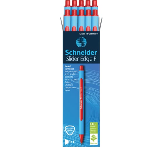 Шариковая ручка Schneider Slider Edge F красная, 0,8 мм, трехгранная 152002