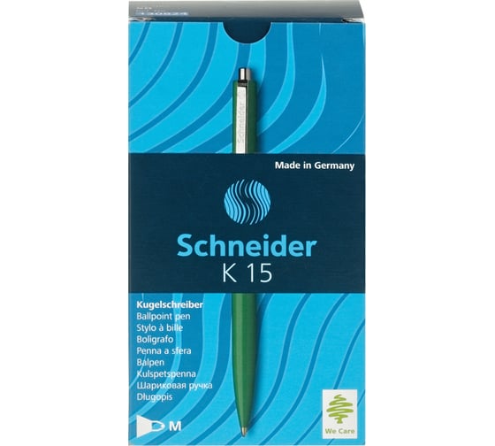 Автоматическая шариковая ручка Schneider K15 синяя, зеленый корпус, 1,0 мм 130824