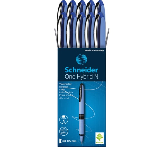 Одноразовая ручка-роллер Schneider One Hybrid N синяя, 0,7 мм, игольчатый пишущий узел 183503