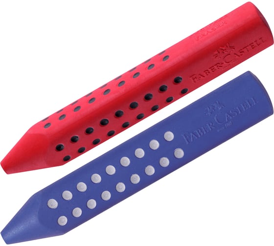 Ластик Faber-Castell Grip 2001, трехгранный, 90х15х15 мм, красный/синий 187101 1