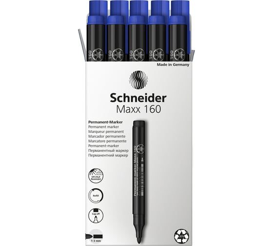 Перманентный маркер Schneider Maxx 160 синий, пулевидный, 3 мм 116003