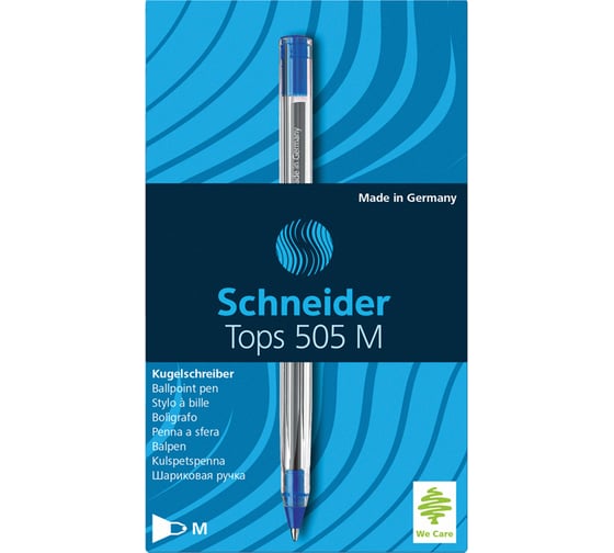 Шариковая ручка Schneider Tops 505 M синяя, 1,0 мм, прозрачный корпус 150603