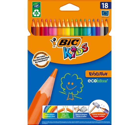 Цветные карандаши BIC Эволюшн, упаковка 18 937513