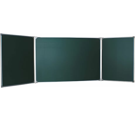 Доска для мела магнитная 3-х элементная, 100x170/340 см, 5 рабочих поверхностей, зеленая, BS, ТЭ-340М ОФИСМАГ 231694