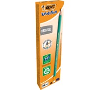 Чернографитный карандаш BIC Эволюшн, пластиковый, с ластиком, коробка 12 8803323