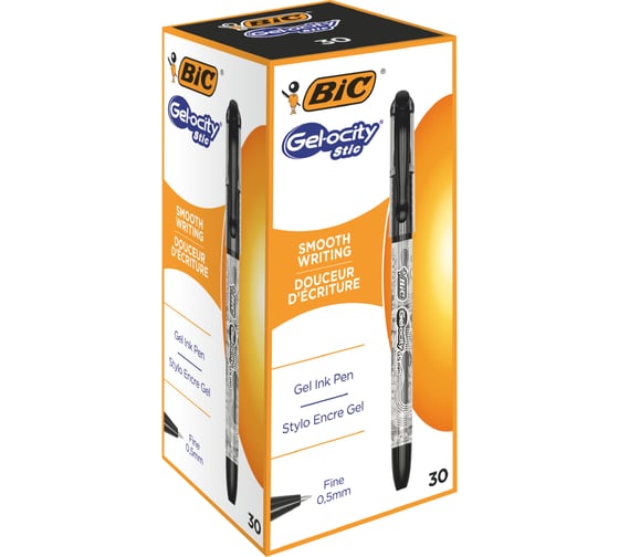 Ручка BIC Джелосити Стик, 0.5 мм, черный, коробка 30 CEL1010266