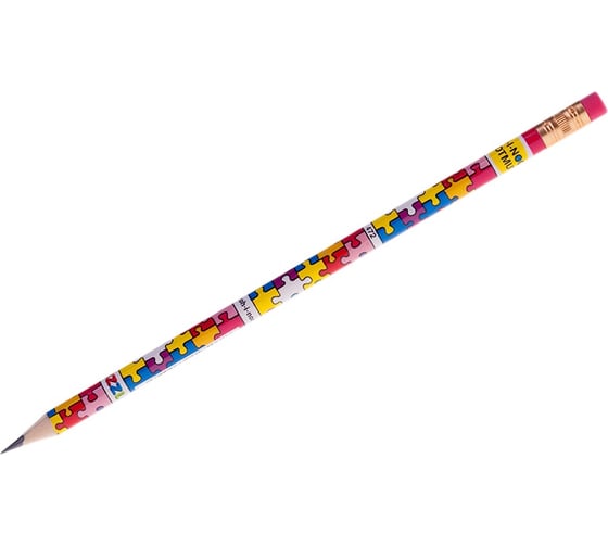 Чернографитный карандаш Koh-I-Noor Puzzle HB, с ластиком, заточенный 1231002472KSNV