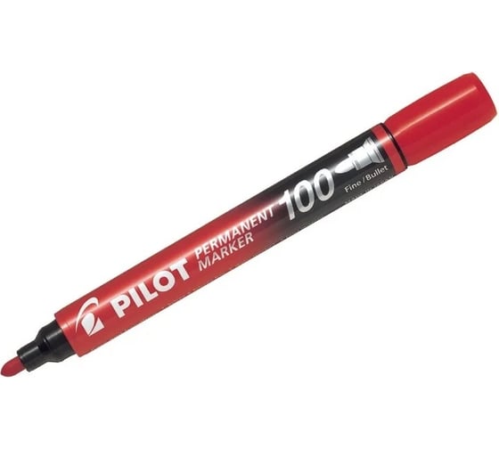 Перманентный маркер Pilot 100 красный, пулевидный, 1 мм SCA-100-R