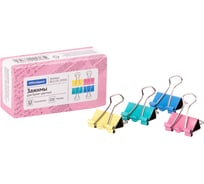 Зажимы для бумаг OfficeSpace 19 мм, 12 упаковок по 12 шт, цветные, картонная коробка BCLC19_19356