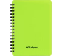 Записная книжка OfficeSpace Neon А6, 60 листов, на гребне, салатовая пластиковая обложка Зк6к60грП_35413