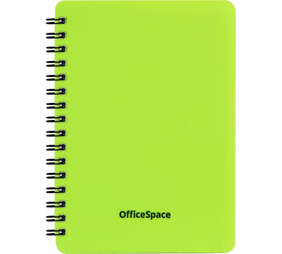 Записная книжка OfficeSpace Neon А6, 60 листов, на гребне, салатовая пластиковая обложка Зк6к60грП_35413 1