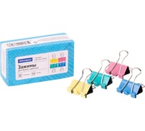 Зажимы для бумаг OfficeSpace 25 мм, 12 упаковок по 12 шт, цветные, картонная коробка BCLC25_19358