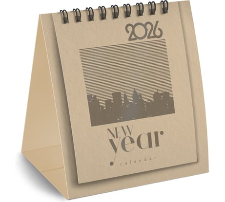 Календарь-домик настольный на гребне BRAUBERG 2026 г, 110x120 мм, бежевый 117285