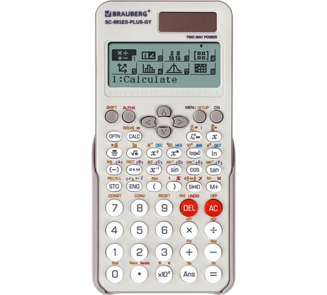 Калькулятор инженерный BRAUBERG SC-991ES-PLUS-GY (164x80 мм) 552 функций, 10+2 разр., серый 272652