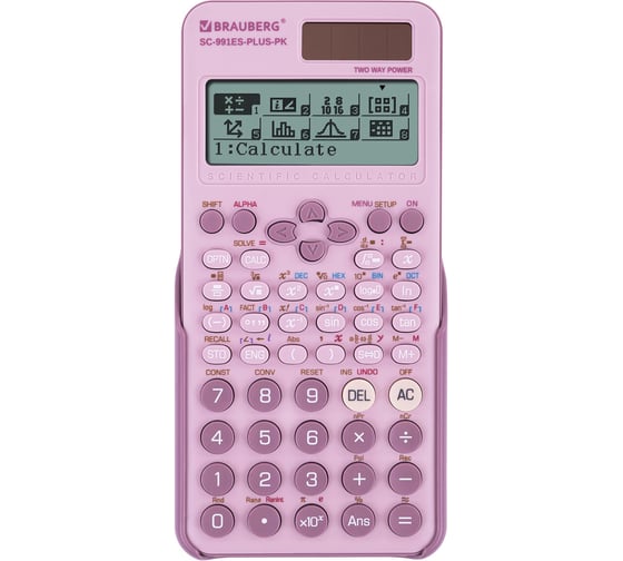 Калькулятор инженерный BRAUBERG SC-991ES-PLUS-PK (164x80 мм) 552 функций, 10+2 разр., розовый 272654