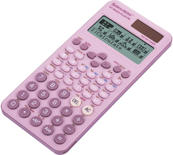 Калькулятор инженерный BRAUBERG SC-991ES-PLUS-PK (164x80 мм) 552 функций, 10+2 разр., розовый 272654