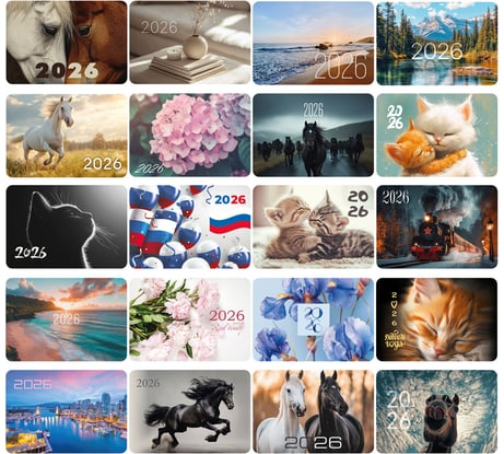 Календарь карманный BRAUBERG на 2026г ДЭК, 64x93 мм, 20 шт (20 видов) 117302
