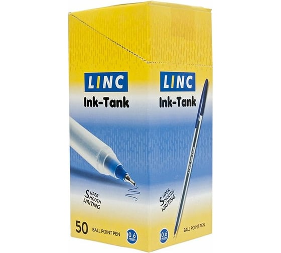 Шариковая ручка Linc INK TANK 0,6 мм синий круглый корпус 7027/7017
