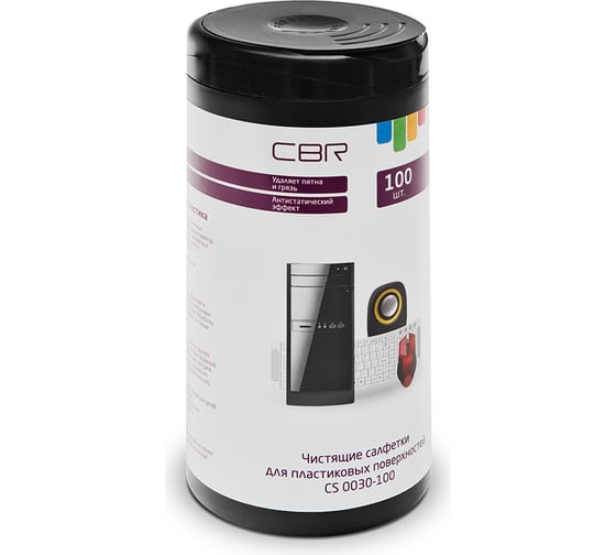 Чистящие салфетки для пластиковых поверхностей Cbr 100 шт, туба CS 0030-100