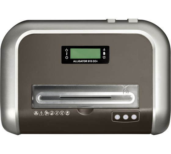 Уничтожитель ProfiOffice Alligator 915CC+, 3 уровня секретности, 2х10 мм, 15 листов, 26 л, CD, карты 91935
