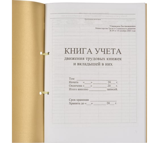 Книга учета движения трудовых книжек и вкладышей к ним ОФИСМАГ 32л, сшивка/пломба/обложка ПВХ, 130203