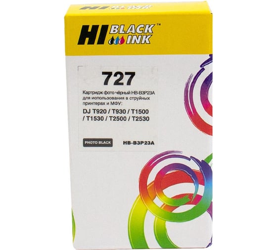 Картридж для HP DJ T920/T1500 Hi-Black (B3P23A) Photoblack, №727, 130 мл HB-HP№727(B3P23A)-PBk 1