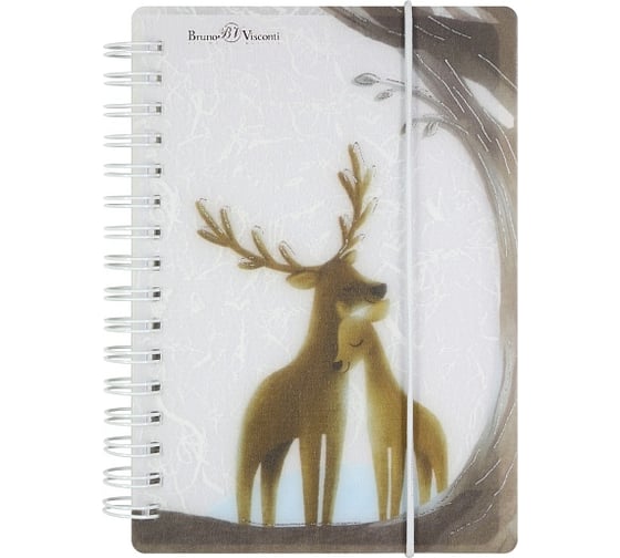 Блокнот Bruno Visconti CUTE JOURNAL FOREST DREAM формат А6-, 80 листов, на гребне с резинкой 3 вида КЛЕТКА 3-574/04