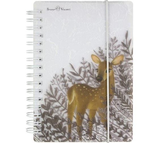 Блокнот Bruno Visconti CUTE JOURNAL FOREST DREAM формат А6-, 80 листов, на гребне с резинкой 3 вида КЛЕТКА 3-574/04