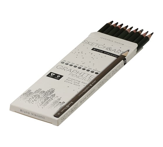 Чернографитовые карандаши Bruno Visconti SKETCH&ART скетч 9 шт 4B-14B 21-0063