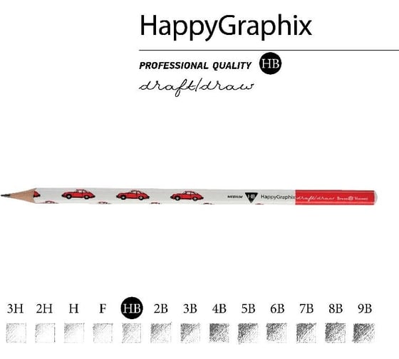 Чернографитовый карандаш Bruno Visconti HappyGraphix КРАСНАЯ МАШИНА НВ 21-0030/25